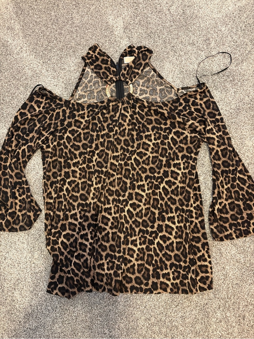 Michael Kors Leopard Cold-Shoulder Tunic in Brown